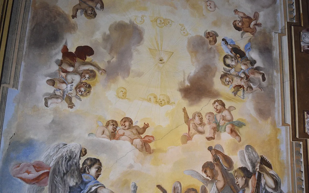 Freskenschmuck im Inneren der Barockkapelle von Pernštejn, hinzugefügt 1716